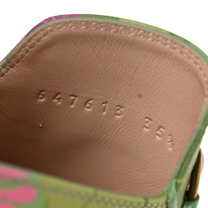Gucci X KEN SCOTT Malaga Kid Floral Women's Princetown Slippers 35.5 Green Lilac Water Plant 7 of 10