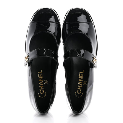 Chanel Patent Calfskin Mary Janes Flats 37 Black 2 of 10