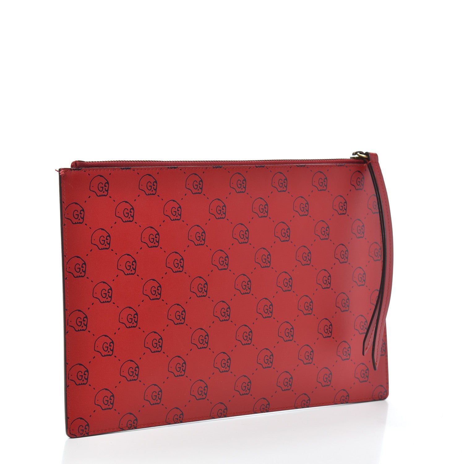 Gucci Calfskin GucciGhost Hamlet Skull Zip Pouch Hibiscus Red 3 of 7