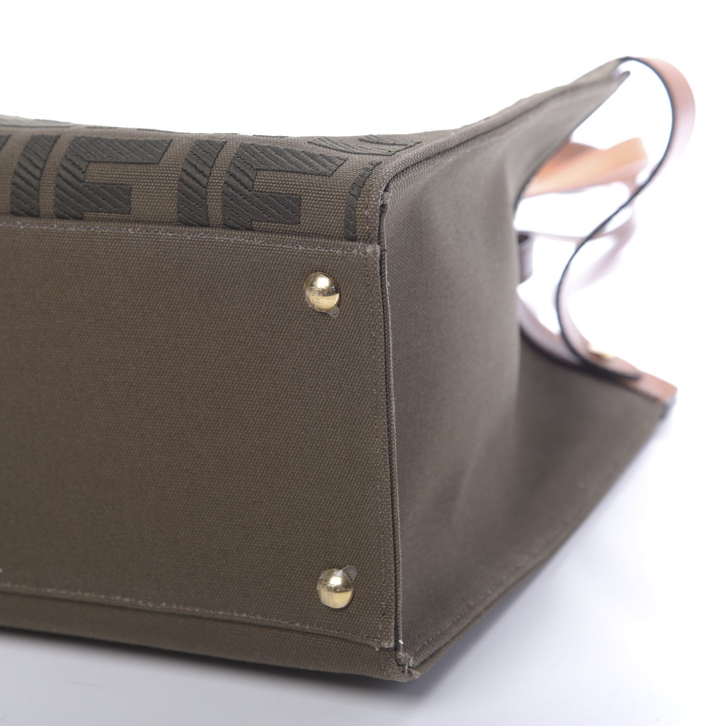 Canvas Vitello King FF Embroidered Medium Peekaboo X-Tote Amazzonia Cuoio
