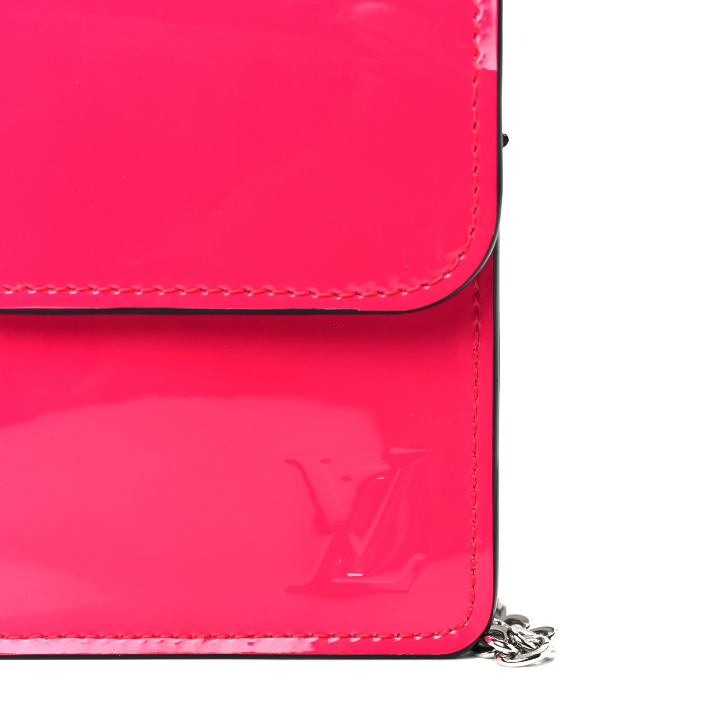 Patent Calfskin Monogram Cherrywood Chain Wallet Berlingot Pink