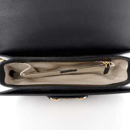 Gucci Jacquard Black Denim GG Monogram Textured Dollar Calfskin Horsebit 1955 Shoulder Bag Black Ivory 5 of 12