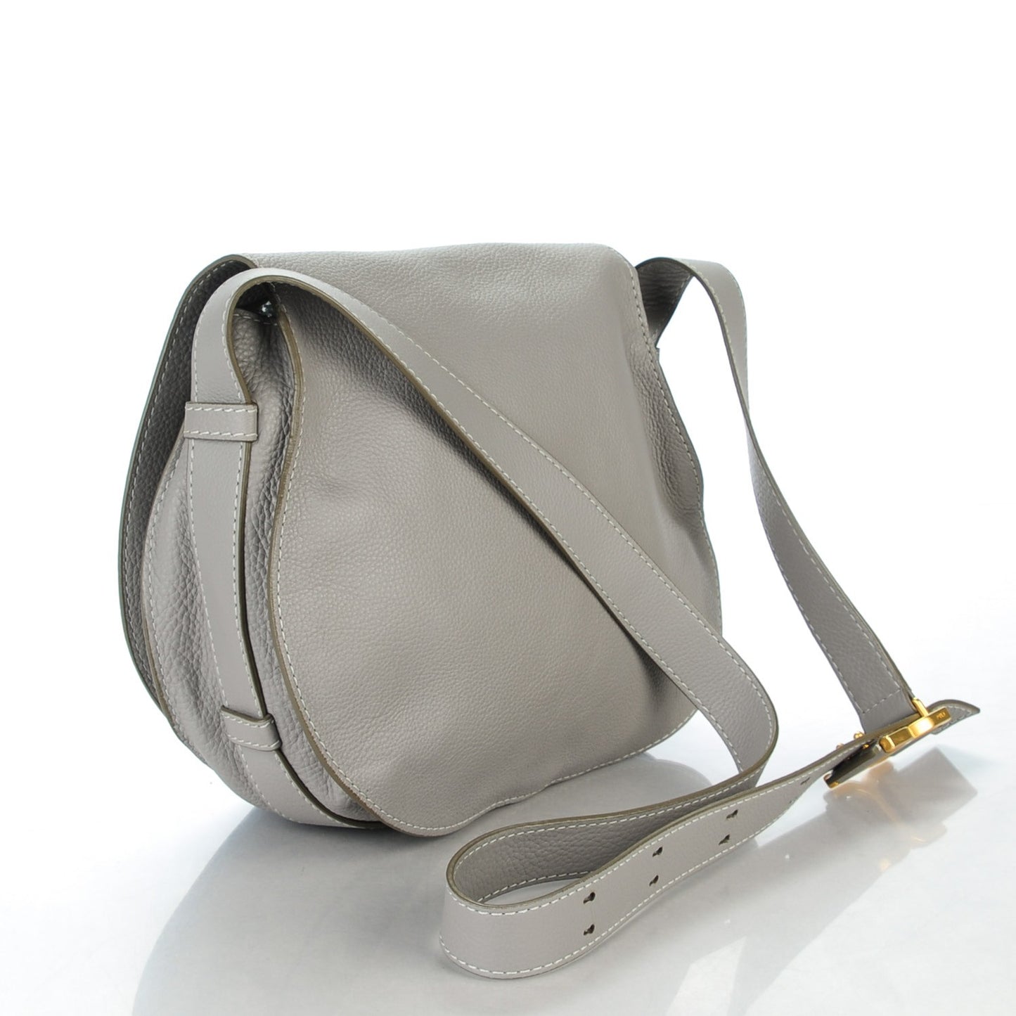 Calfskin Medium Marcie Round Crossbody Bag Cashmere Grey