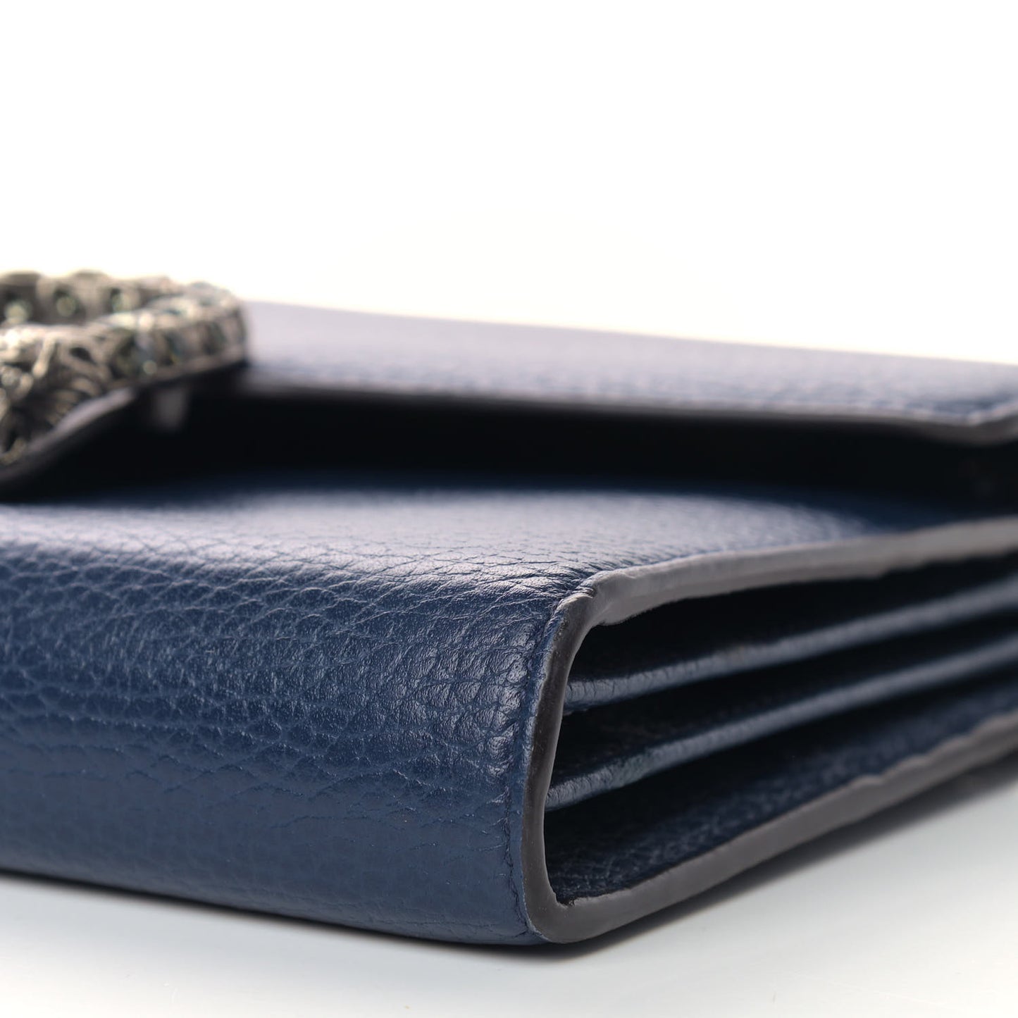 Dollar Calfskin Crystal Mini Dionysus Chain Wallet Blue Agata Black Diamond