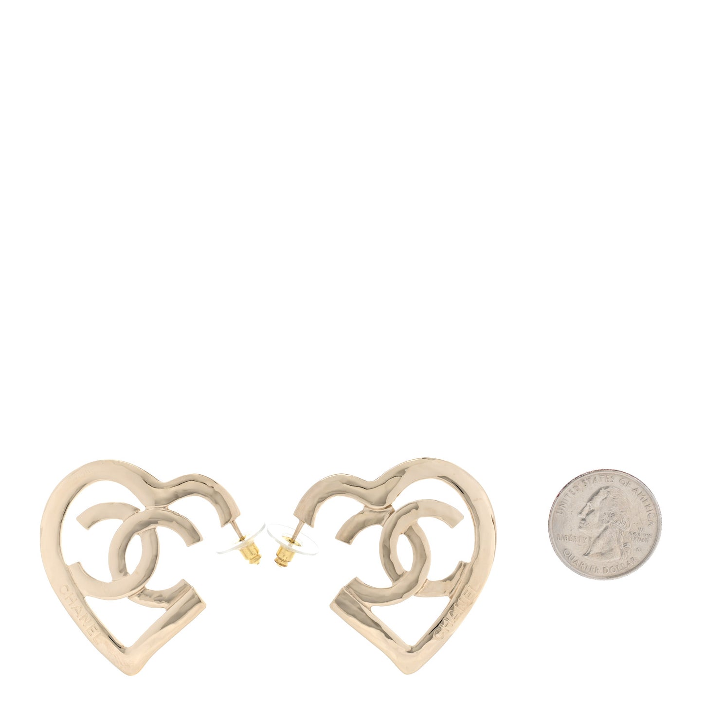 Metal CC Heart Coco In Love Hoop Earrings Gold