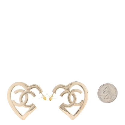 Chanel Metal CC Heart Coco In Love Hoop Earrings Gold 2 of 4