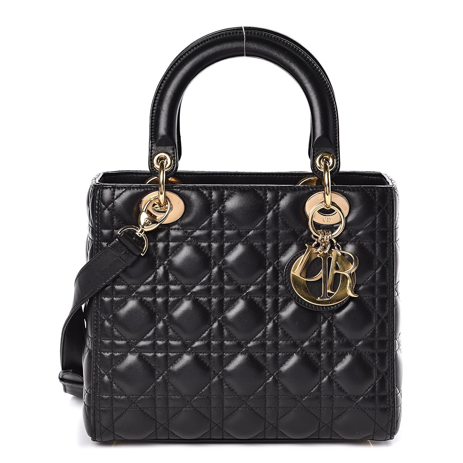 Christian Dior Lambskin Cannage Medium Lady Dior Black 1 of 15