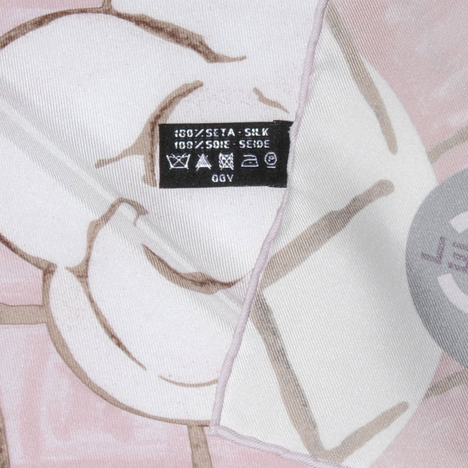 Chanel Silk CC Logo Camellia Scarf White Pink 5 of 5