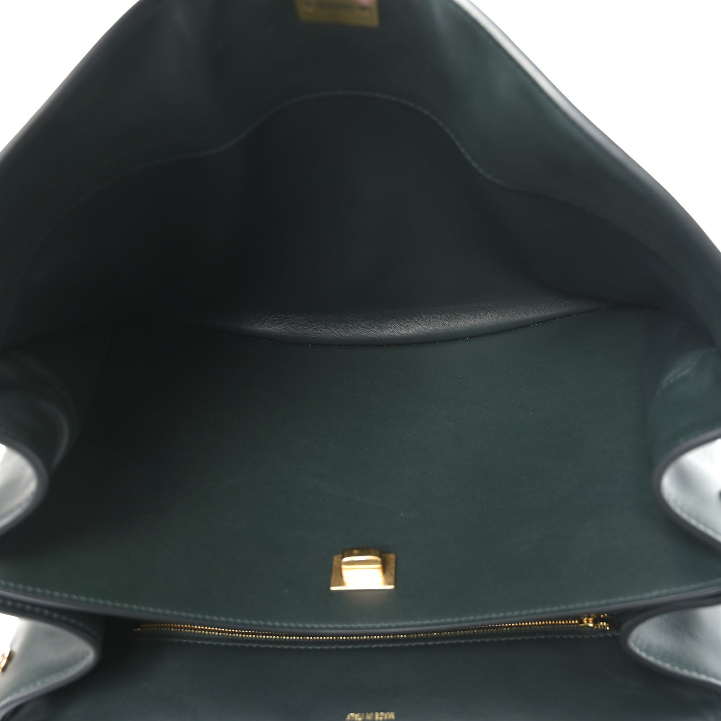 Natural Smooth Calfskin Medium Rodeo Top Handle Handbag Pine Green