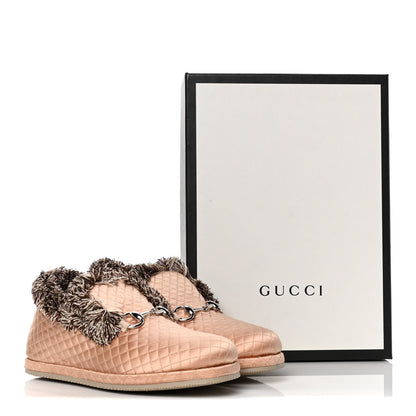 Gucci Satin Quilted Womens Fria Horsebit Loafers 35.5 Apricot Beige 10 of 10