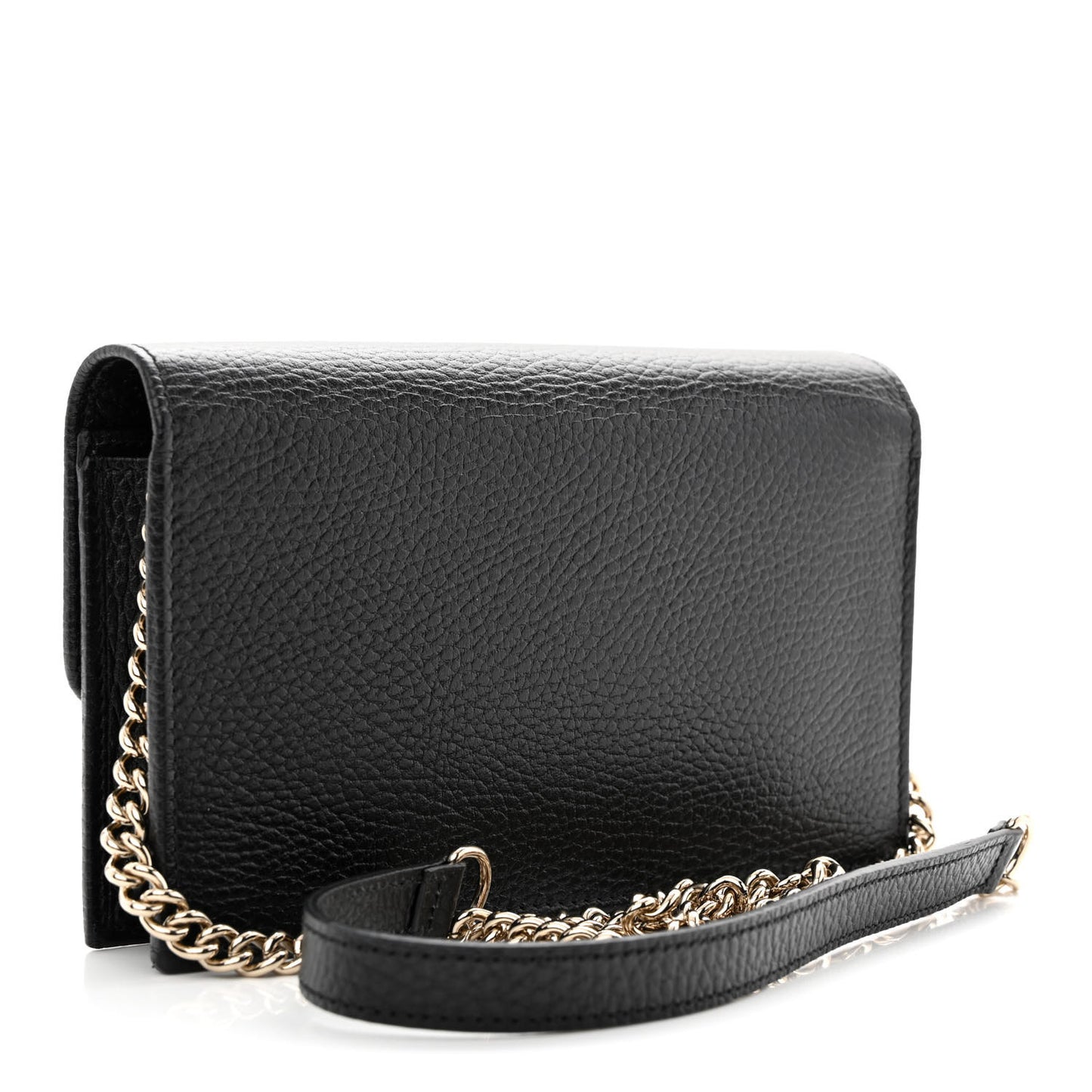 Dollar Calfskin Interlocking G Chain Wallet Black