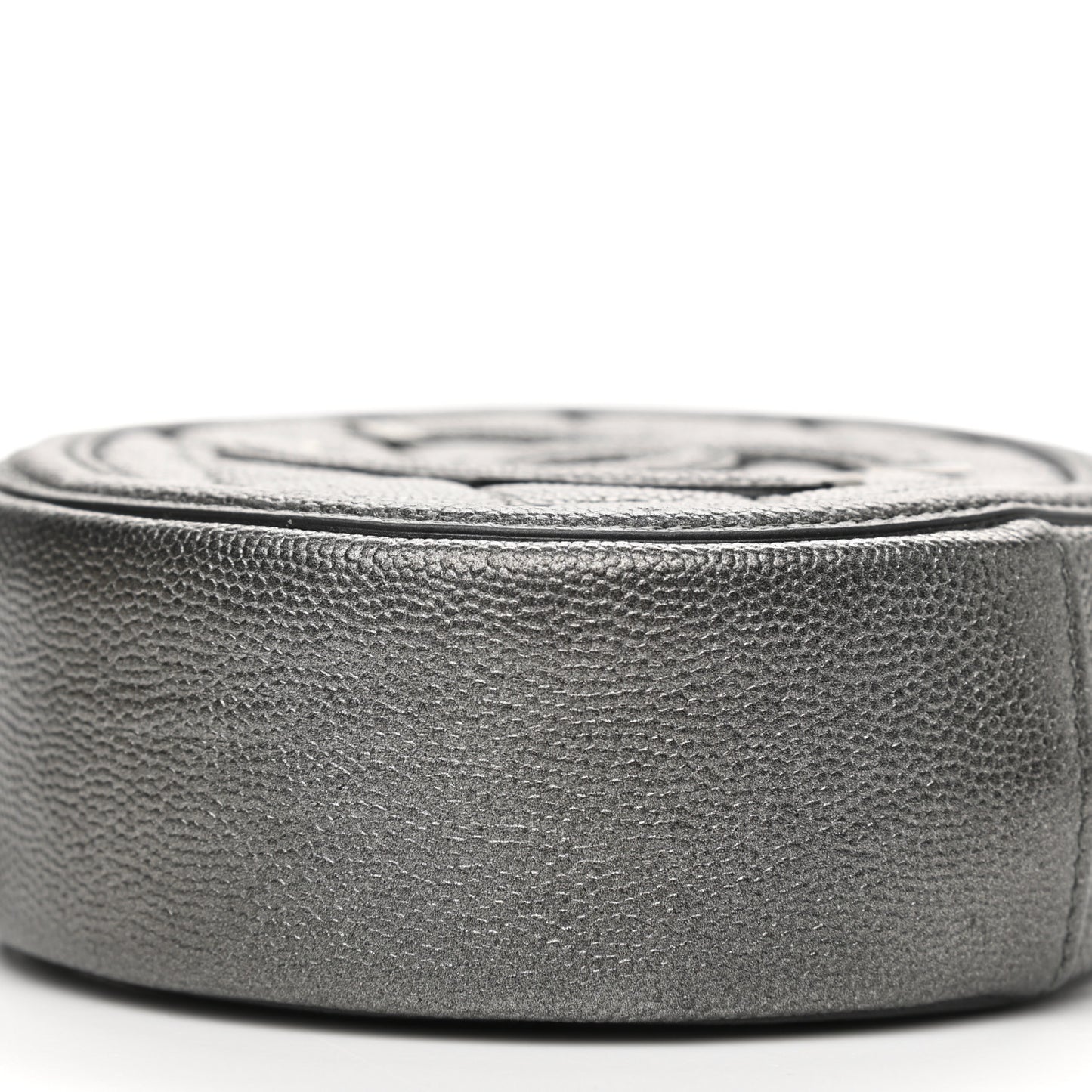 Metallic Caviar Quilted Round Filigree Crossbody Ruthenium