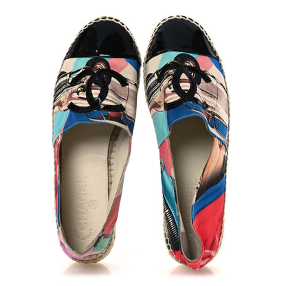Chanel Fabric Patent CC Espadrilles 39 Multicolor Black 2 of 10