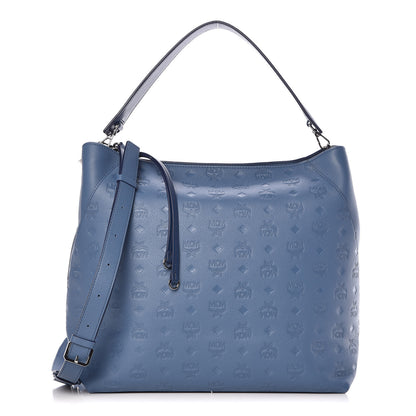 MCM Calfskin Ottomar Monogram Large Klara Hobo Luft Blue 1 of 11