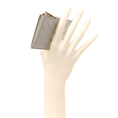 Saint Laurent Grain De Poudre Matelasse Chevron Monogram Fragments Zippered Card Case Crema Soft 2 of 6
