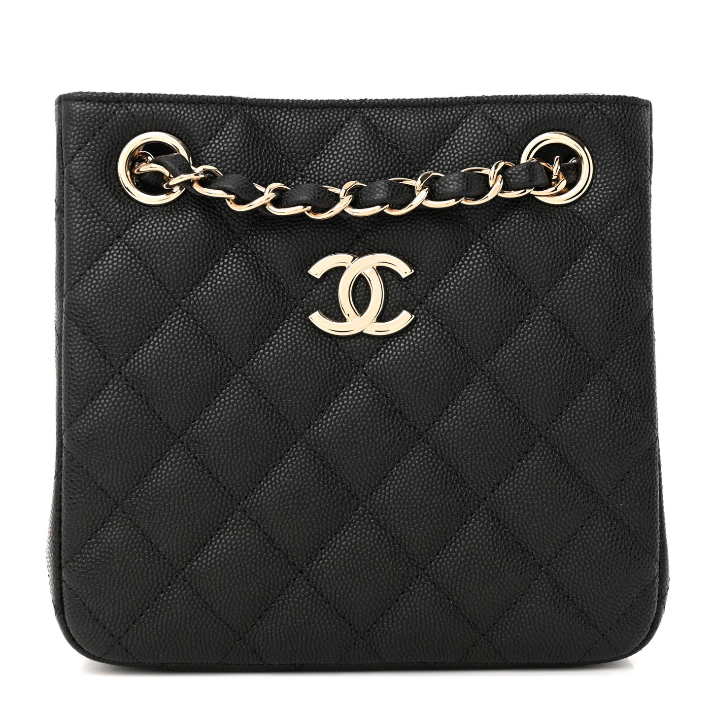 Caviar Quilted Mini Bucket Bag Black
