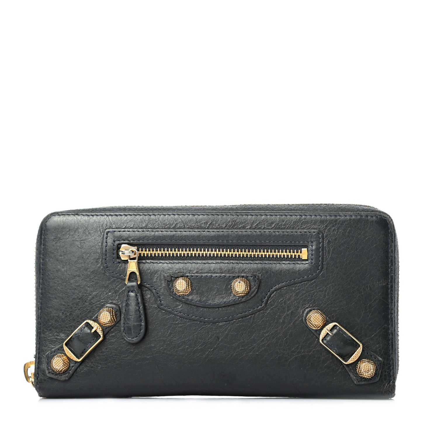 Agneau Giant 12 Gold Hardware Continental Zip Around Wallet Anthracite