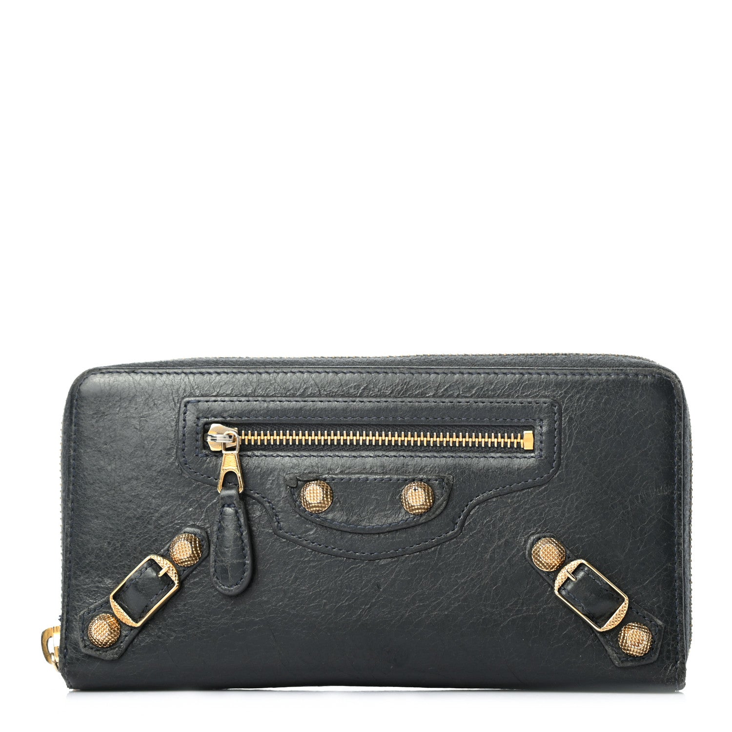 Balenciaga Agneau Giant 12 Gold Hardware Continental Zip Around Wallet Anthracite 1 of 8