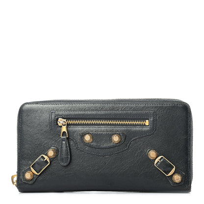 Balenciaga Agneau Giant 12 Gold Hardware Continental Zip Around Wallet Anthracite 1 of 8