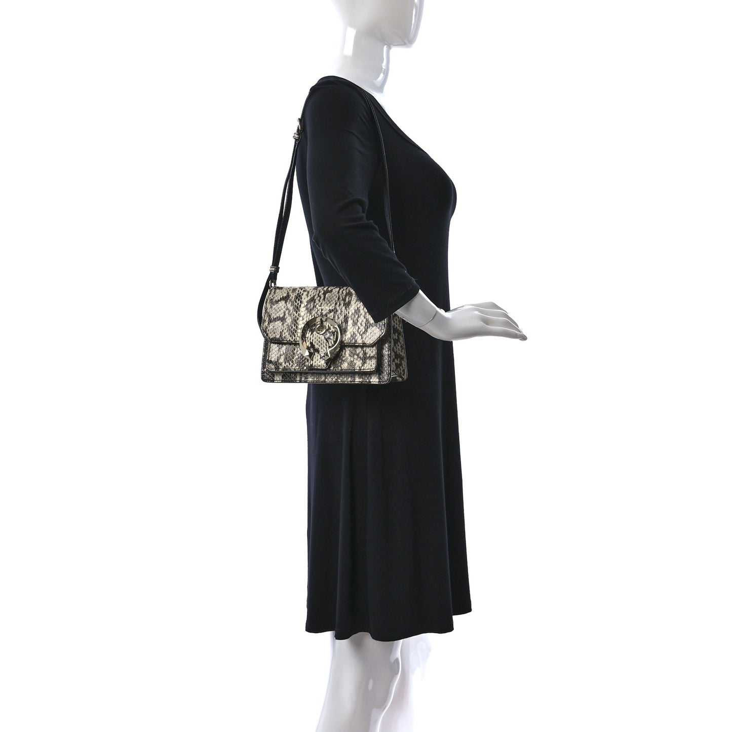 Elaphe Snakeskin Printed Madeline Crossbody Bag Roccia