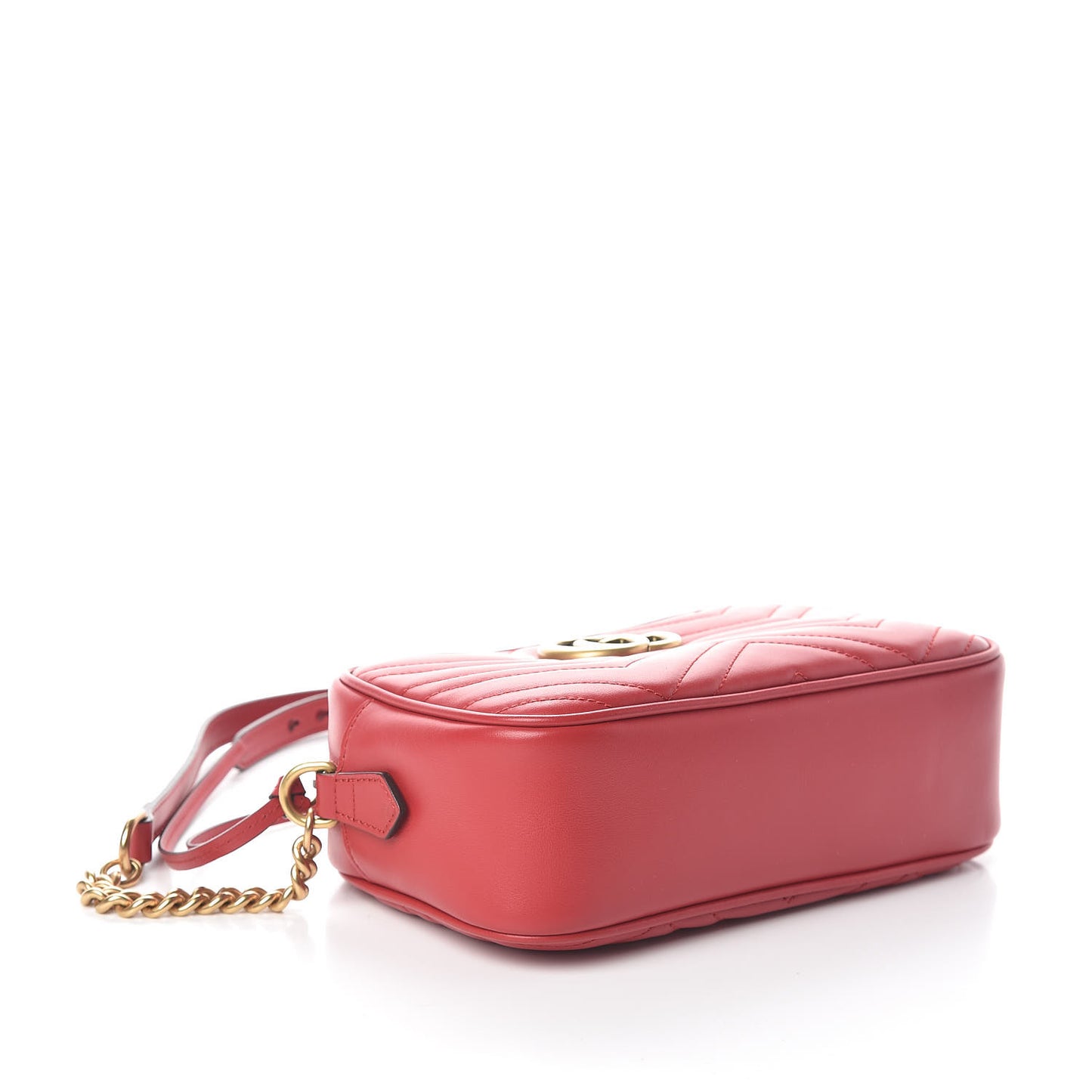 Calfskin Matelasse Small GG Marmont Chain Shoulder Bag Hibiscus Red