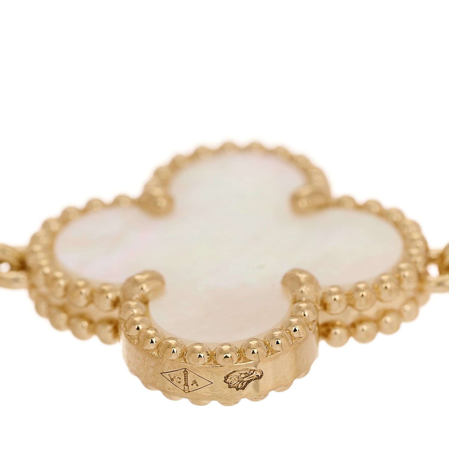 Van Cleef & Arpels 18K Yellow Gold Mother of Pearl 5 Motifs Vintage Alhambra Bracelet 6 of 7