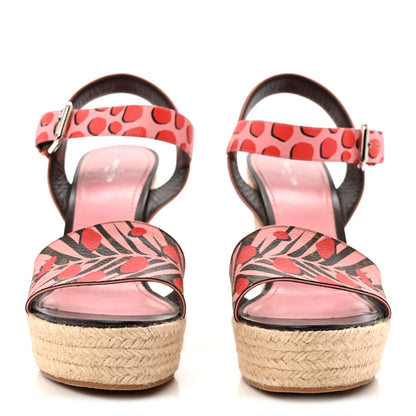 Louis Vuitton Monogram Jungle Dots Espadrille Wedge Sandals 39.5 Sugar Pink Poppy 3 of 11