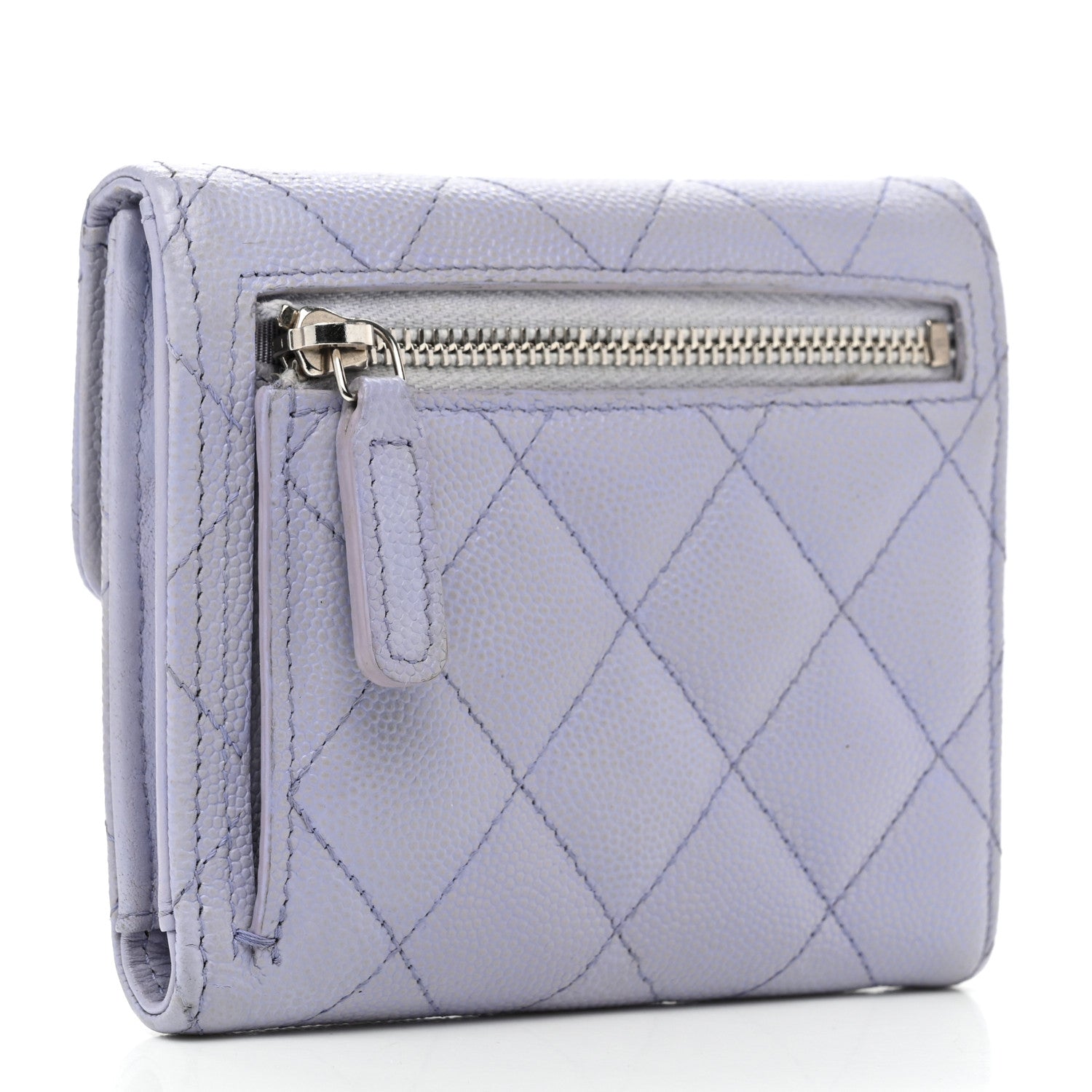 Chanel Caviar Quilted Compact Flap Wallet Light Purple 3 of 10