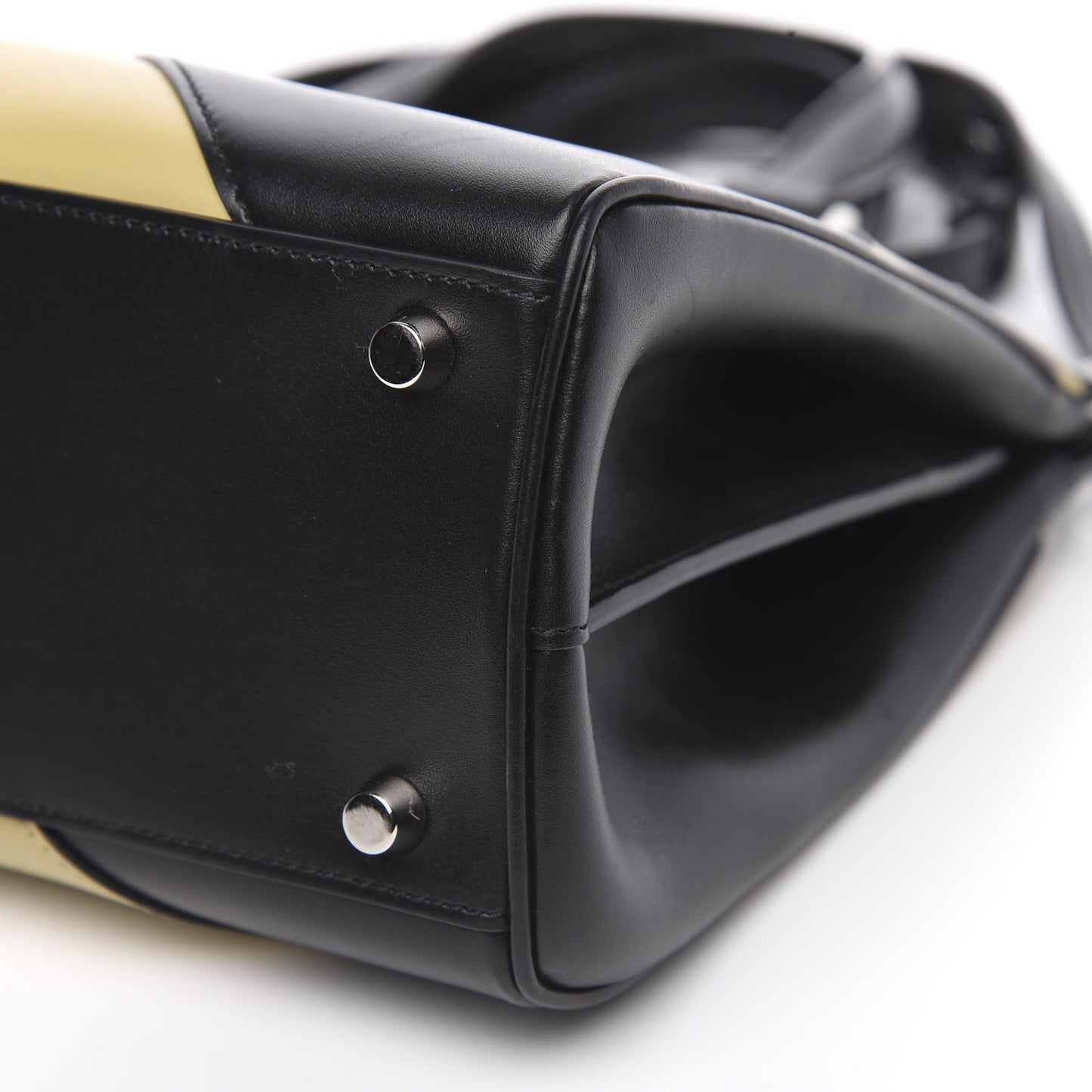Smooth Calfskin Small Zumi Top Handle Bag Black Yellow