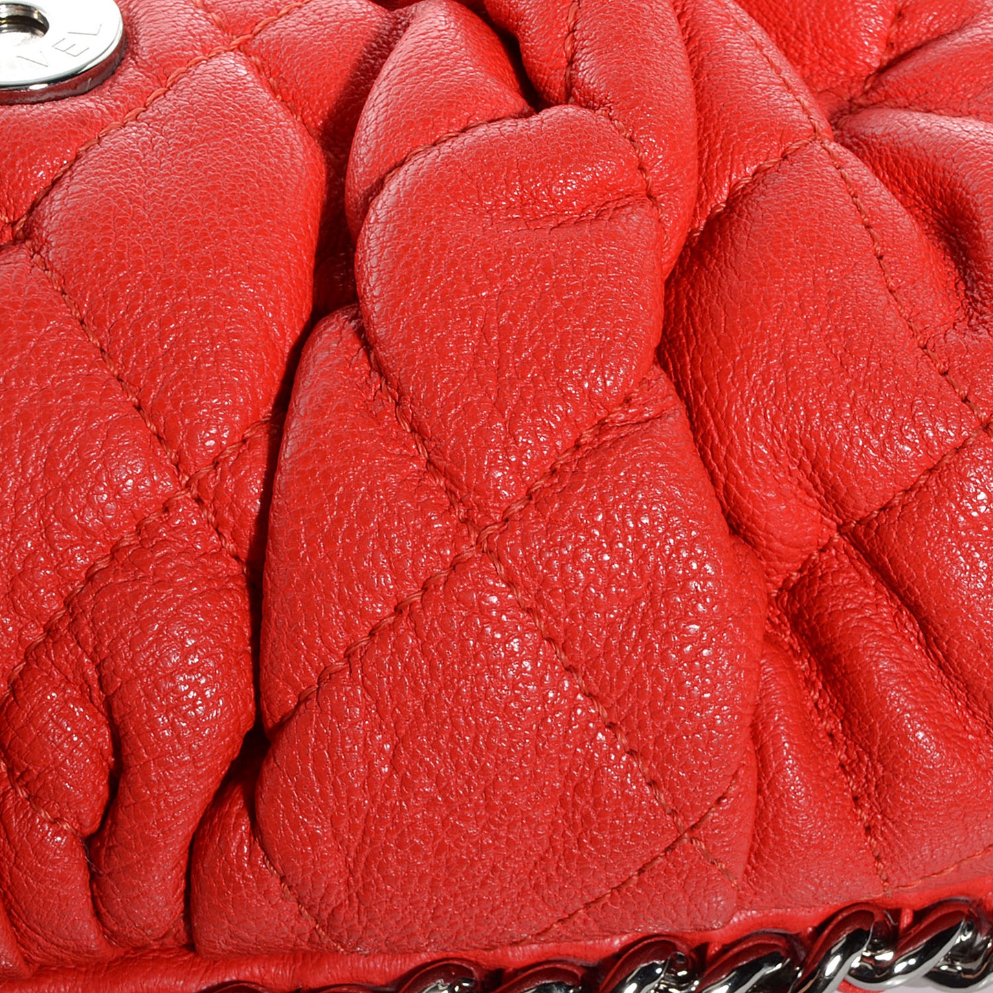 Washed Lambskin Chain Around Medium Messenger Coral