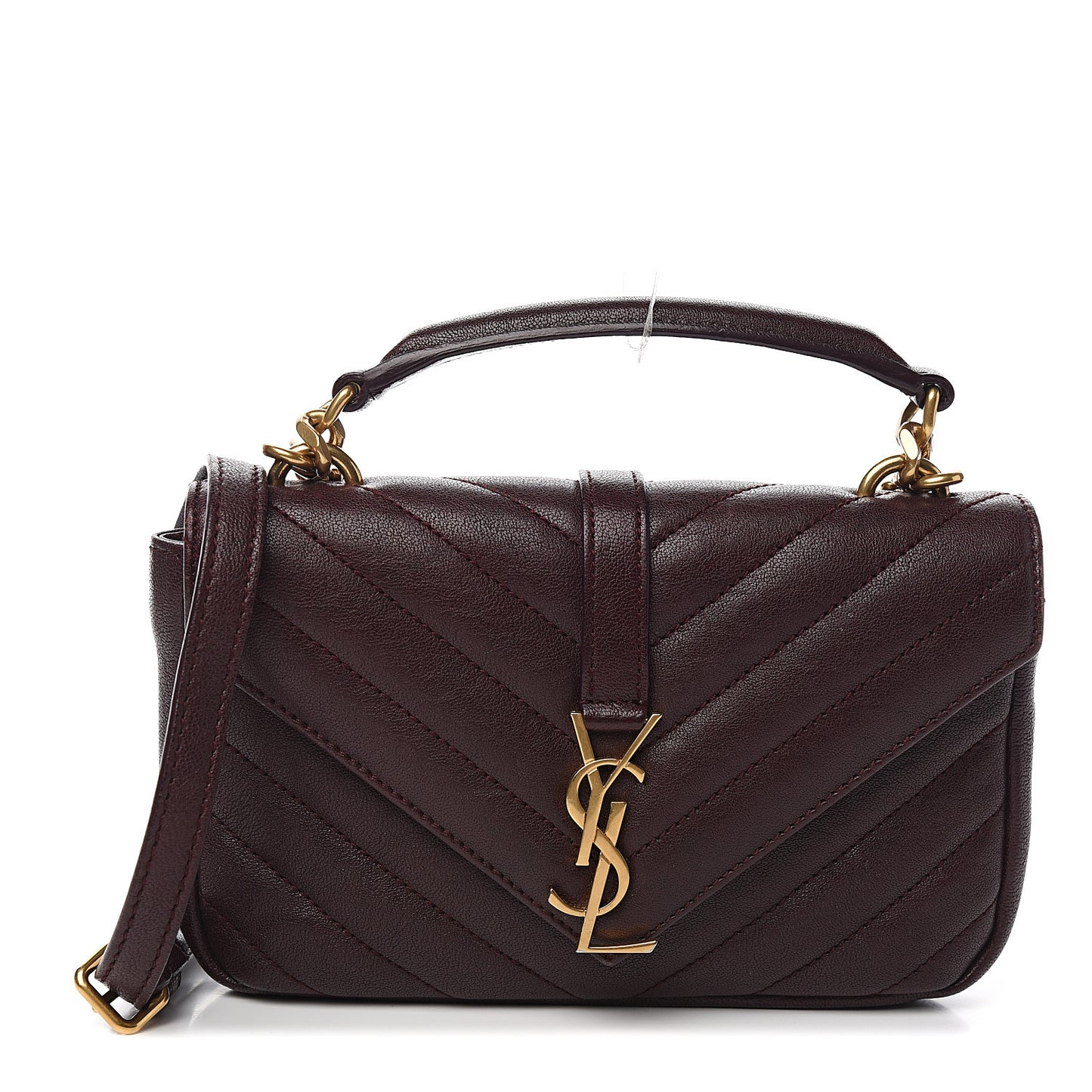 Sheepskin Matelasse Chevron Monogram College Chain Wallet Amaranto