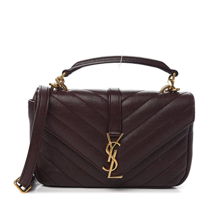Saint Laurent Sheepskin Matelasse Chevron Monogram College Chain Wallet Amaranto 1 of 9