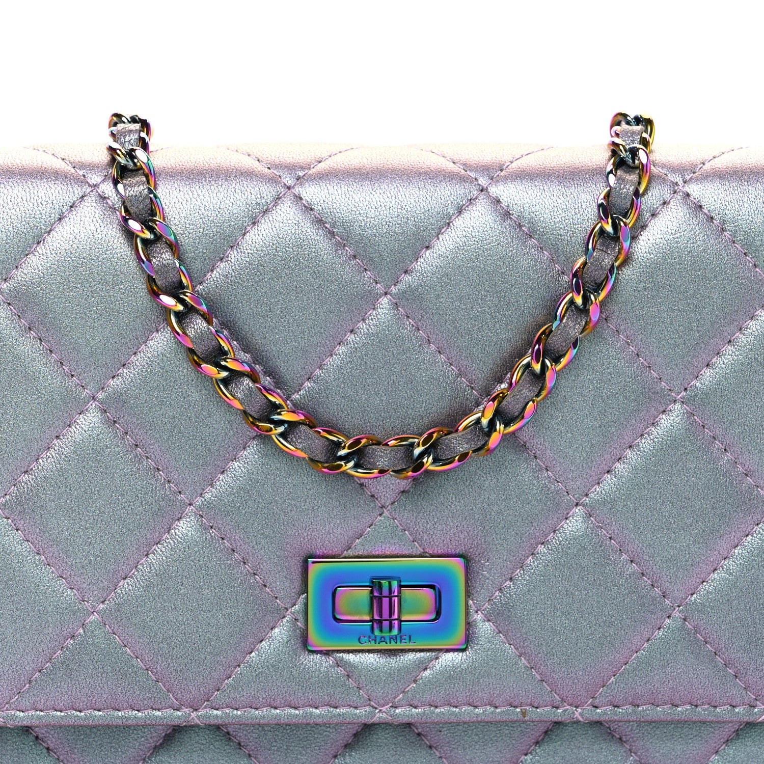 Chanel Iridescent Lambskin Quilted Reissue Wallet On Chain WOC Light Purple 9 of 11