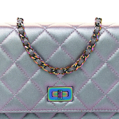 Chanel Iridescent Lambskin Quilted Reissue Wallet On Chain WOC Light Purple 9 of 11