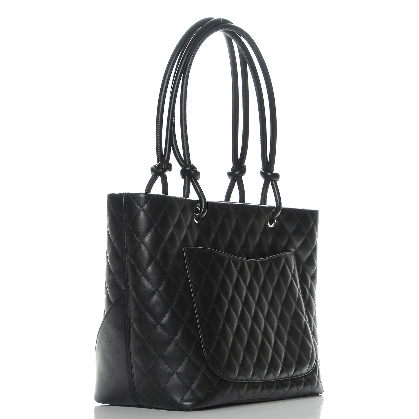 Calfskin Quilted Large Cambon Tote Black White