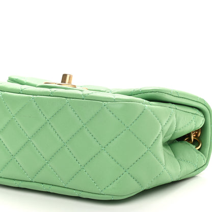 Chanel Lambskin Resin Quilted Mini Pearl Samba Square Flap Green 9 of 9