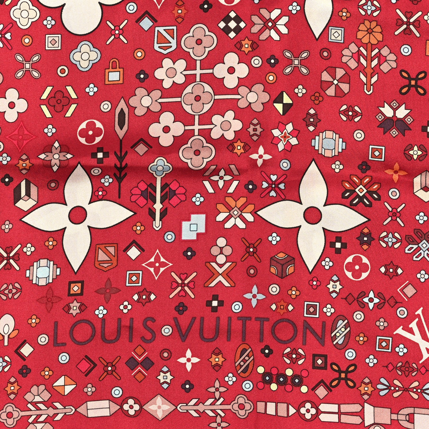 Louis Vuitton Silk Square Scarf Red 2 of 3