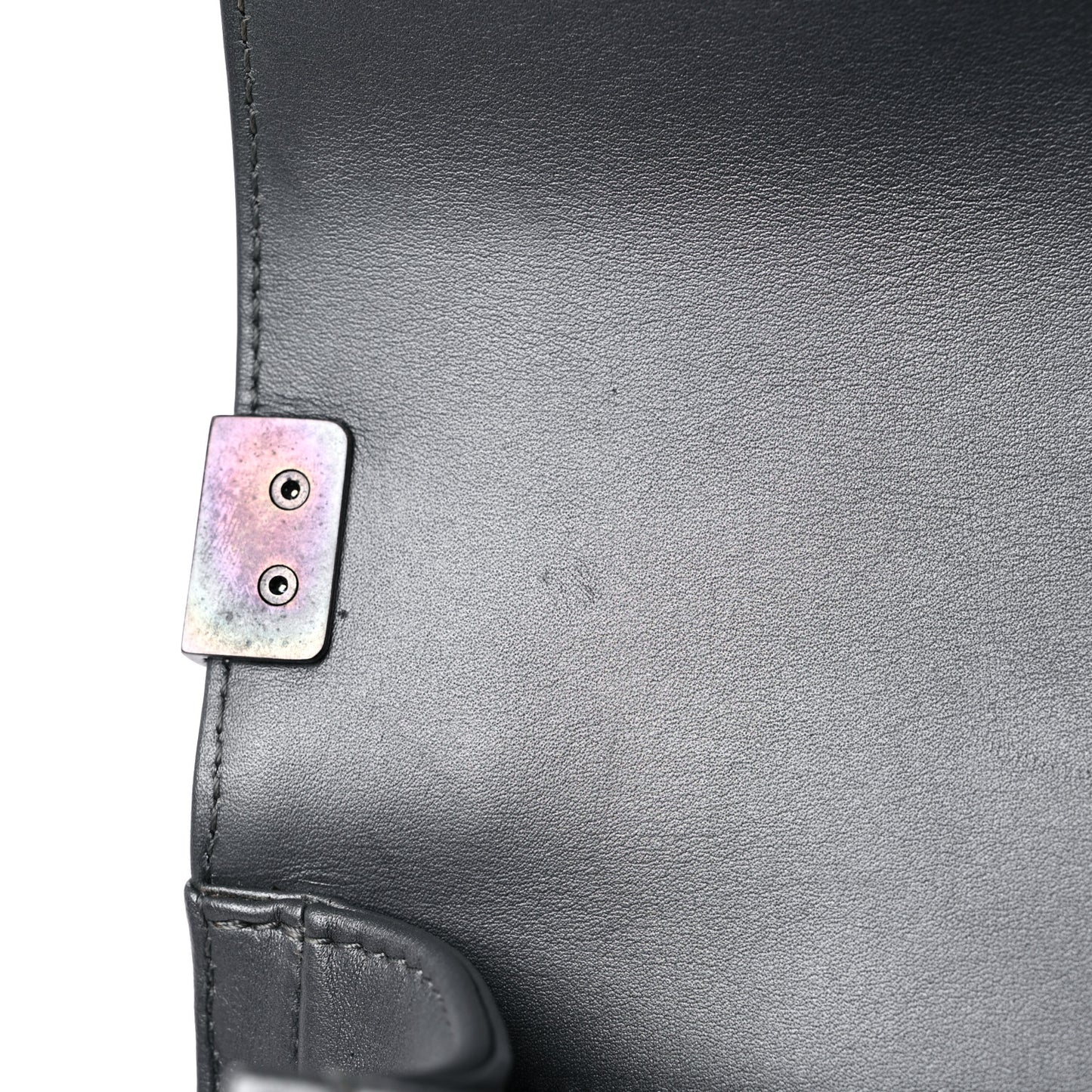 Lambskin Quilted Small Boy Flap Dark Grey