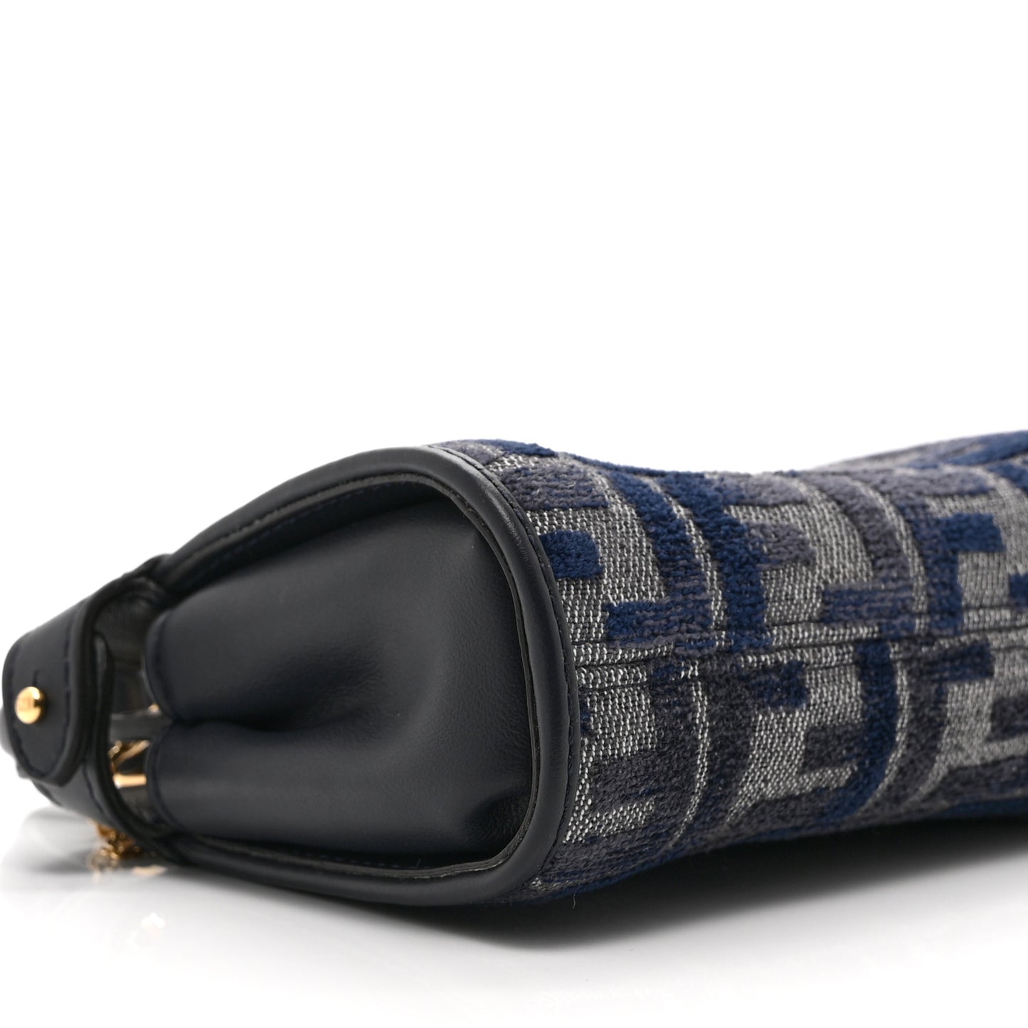 Chenille Calfskin Nano Peekaboo Satchel Grigio Blue Notte