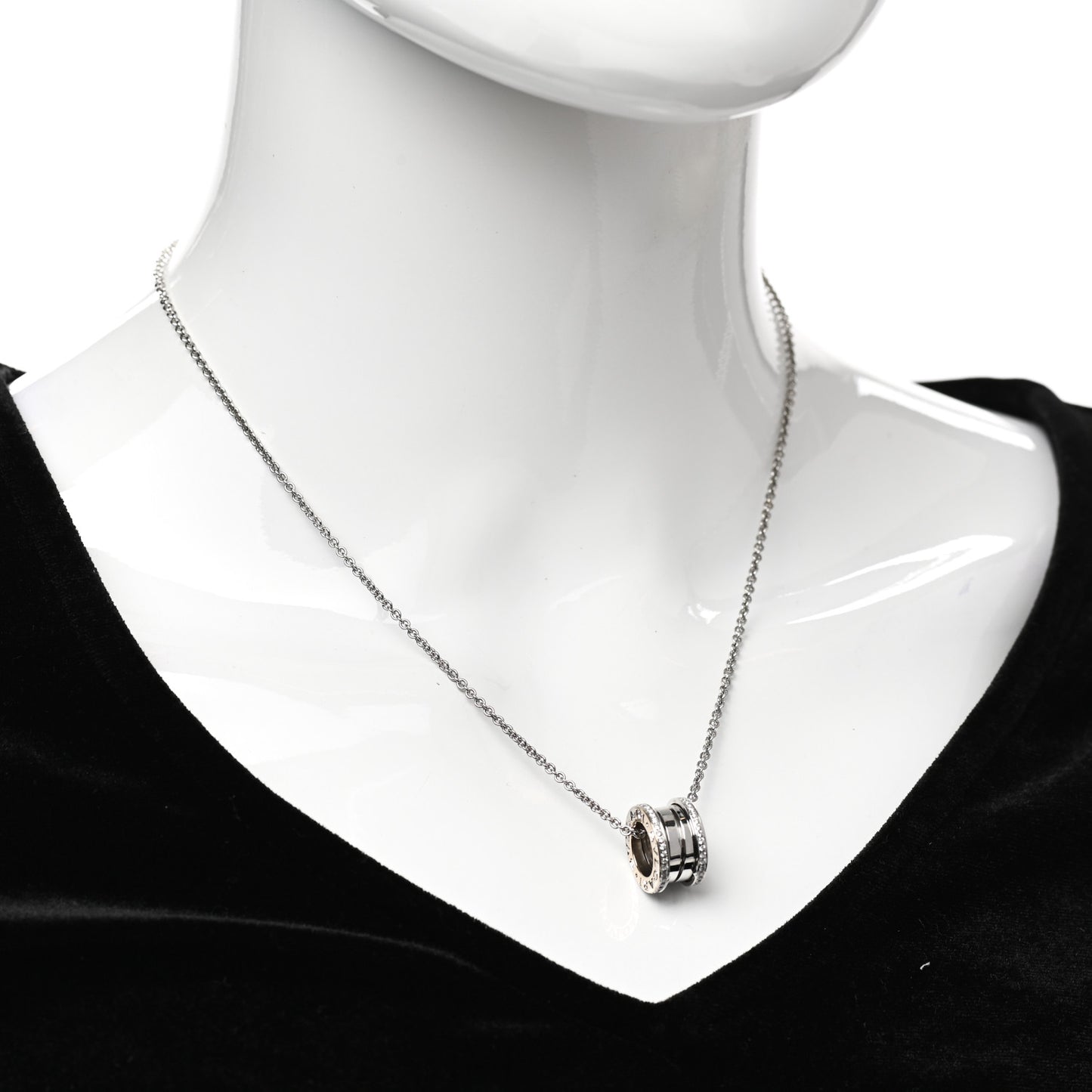 18K White Gold Diamond B.Zero1 Pendant Necklace