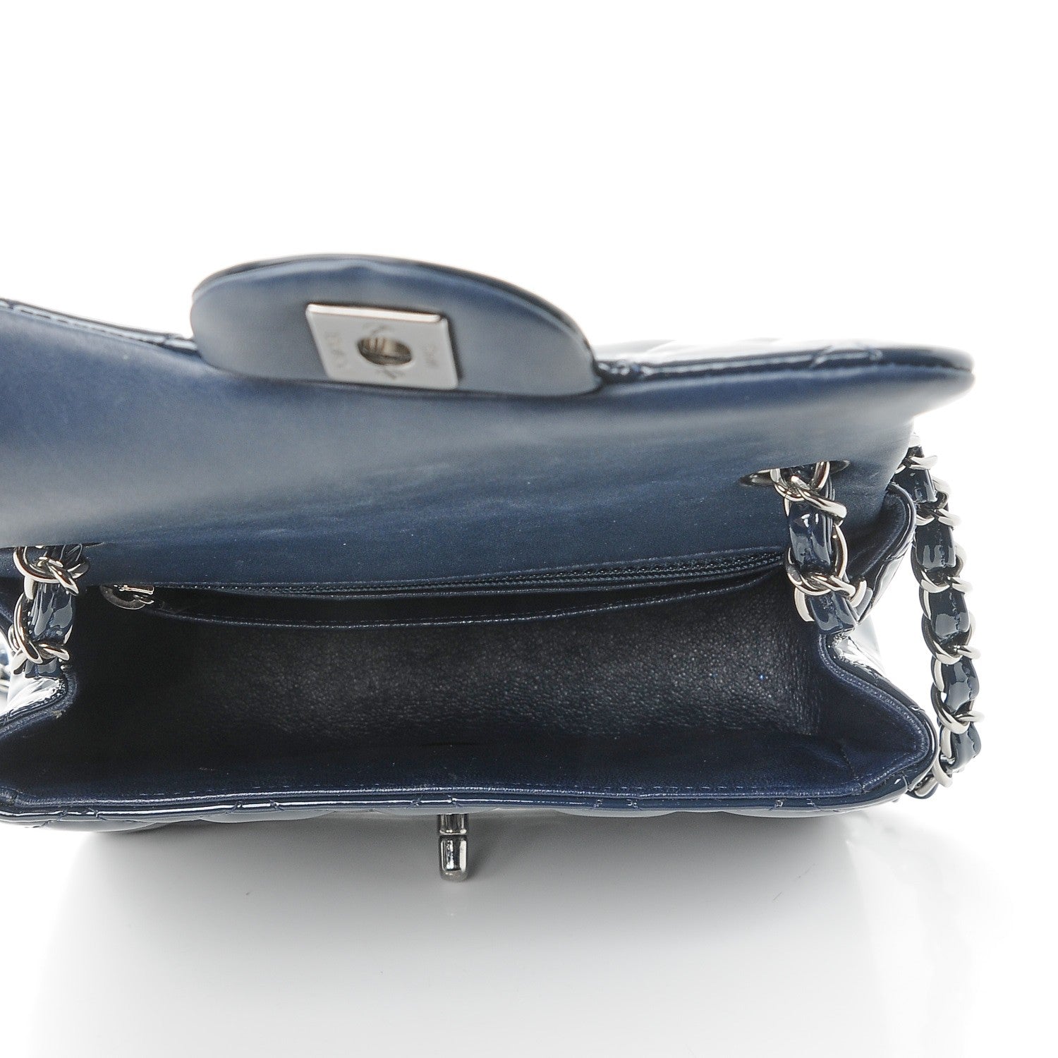 Chanel Patent Quilted Mini Square Flap Navy Blue 5 of 8