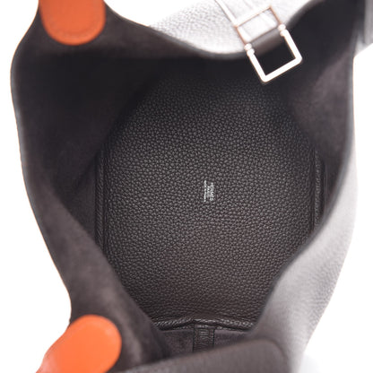 Hermes Taurillon Clemence Picotin 22 MM Noir Cafe Orange 5 of 7