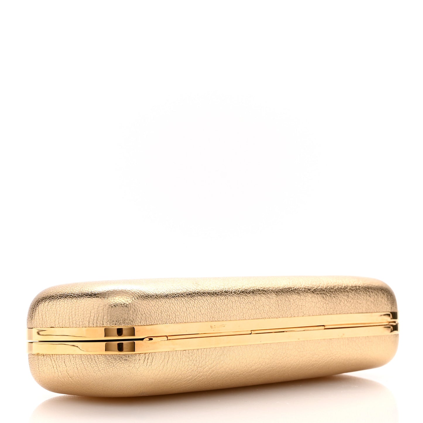 Metallic Calfskin Skull Knuckle Box Clutch Gold