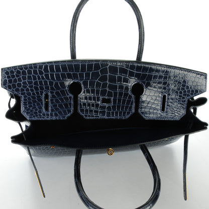 Hermes Shiny Porosus Crocodile Birkin 35 Bleu Abysse 21 of 27