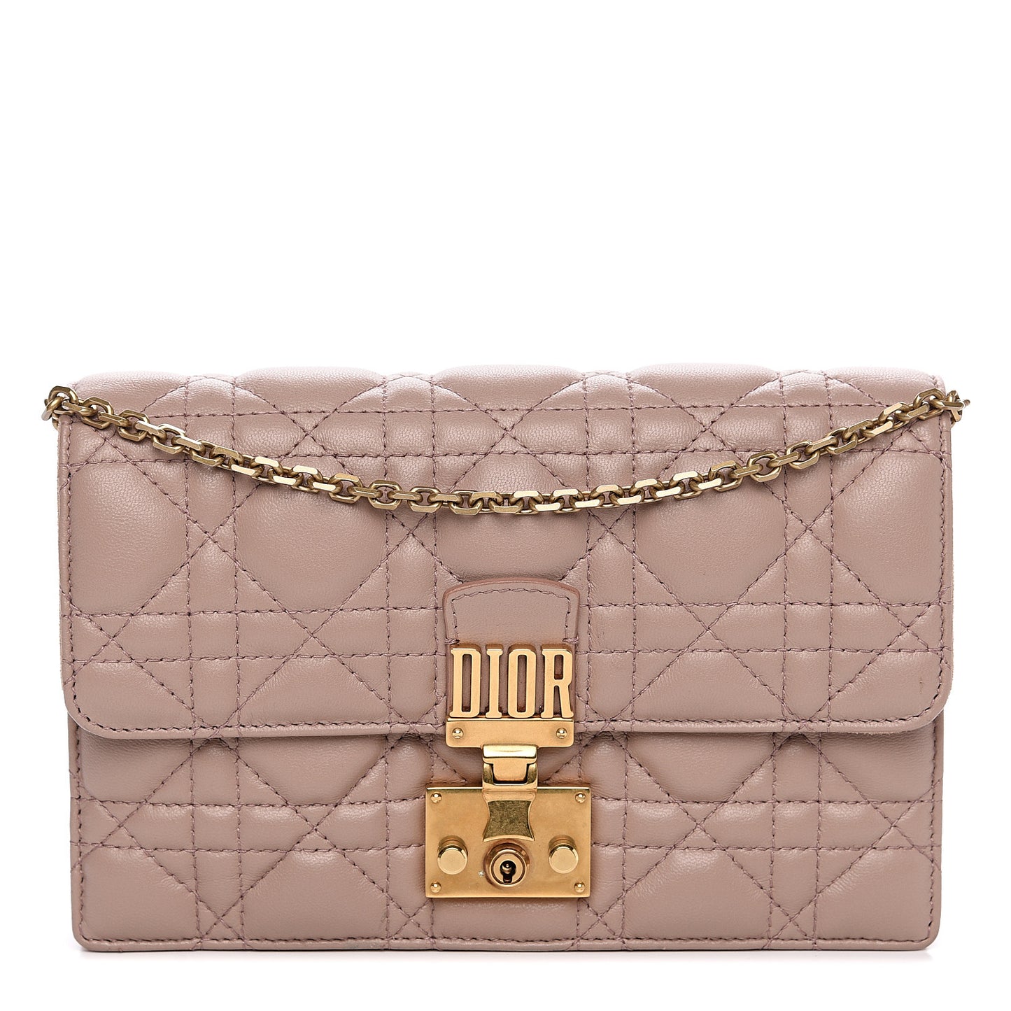 Lambskin Cannage Dioraddict Wallet On Chain Clutch Nude