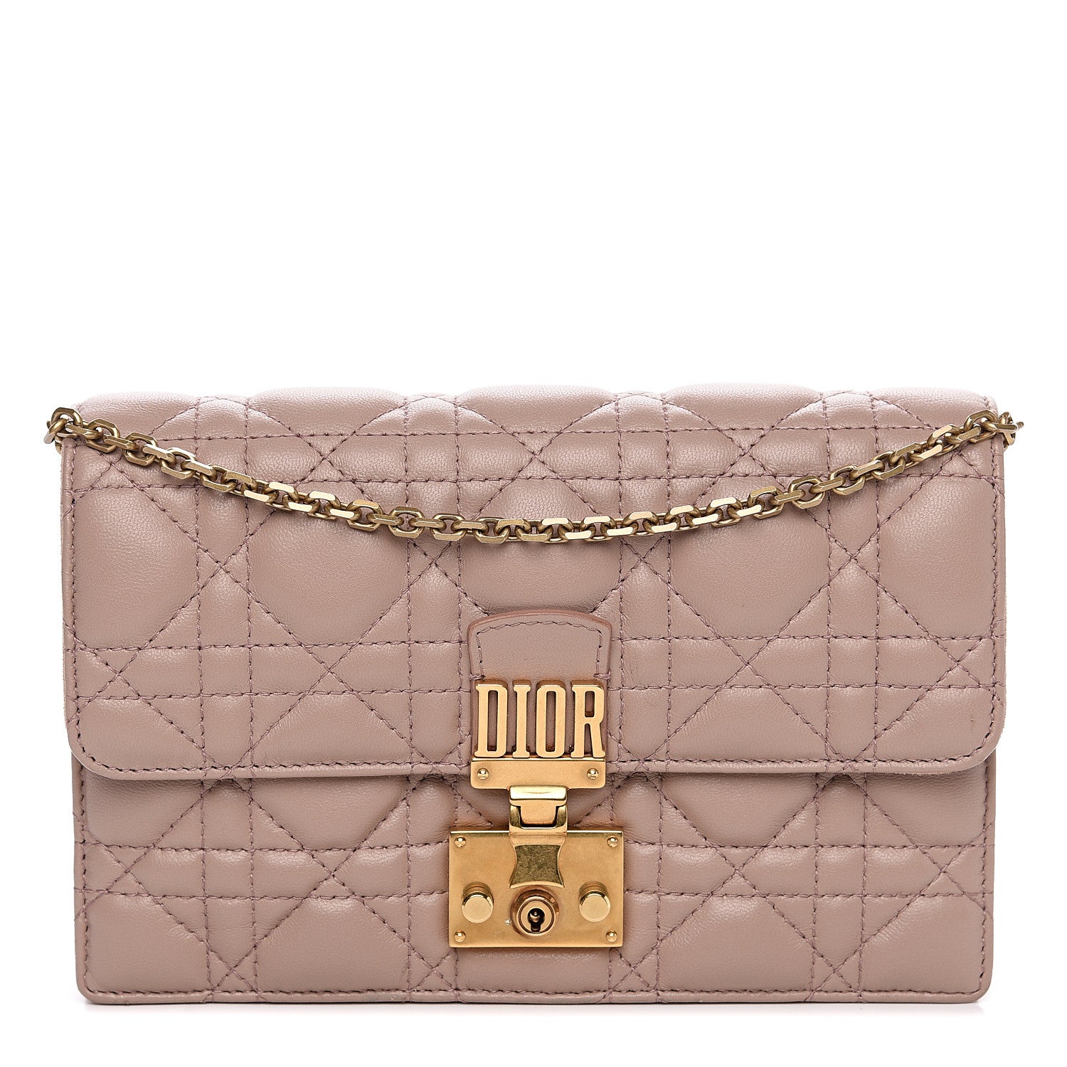 Christian Dior Lambskin Cannage Dioraddict Wallet On Chain Clutch Nude 1 of 9