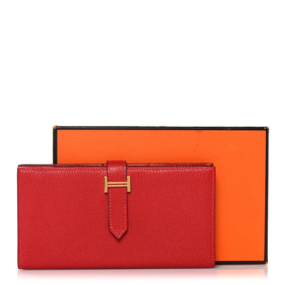 Hermes Chevre Mysore Bearn Gusset Wallet Rouge Vif 10 of 10