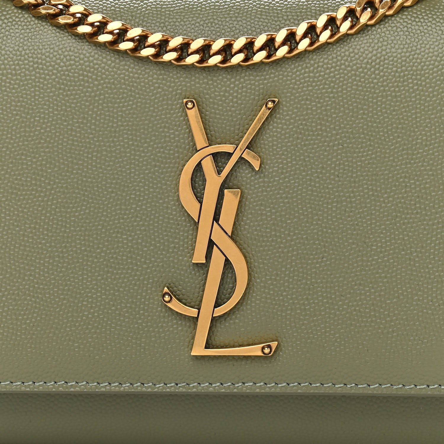Saint Laurent Grain De Poudre Small Monogram Kate Satchel Light Sage 6 of 9