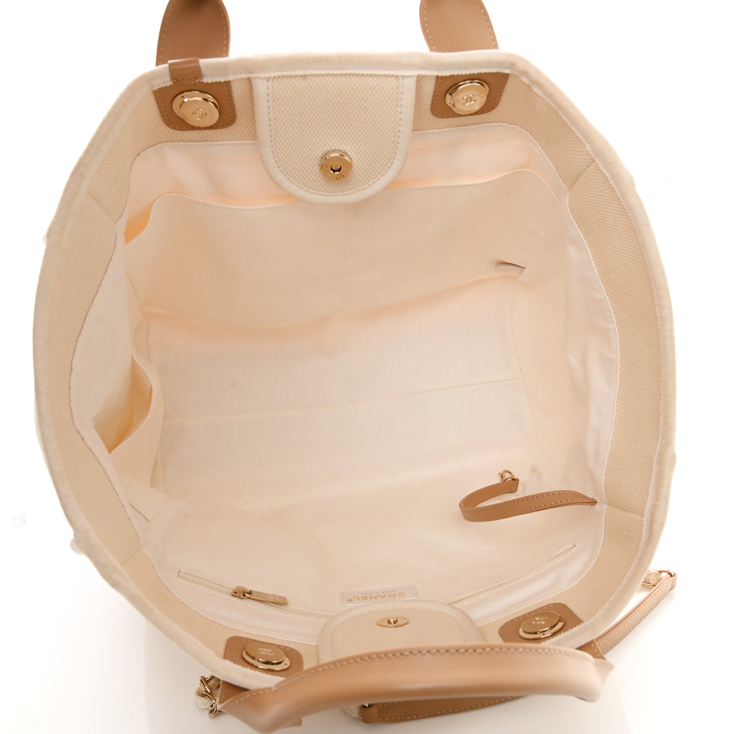 Canvas Pearl Medium Deauville Tote Ecru Beige