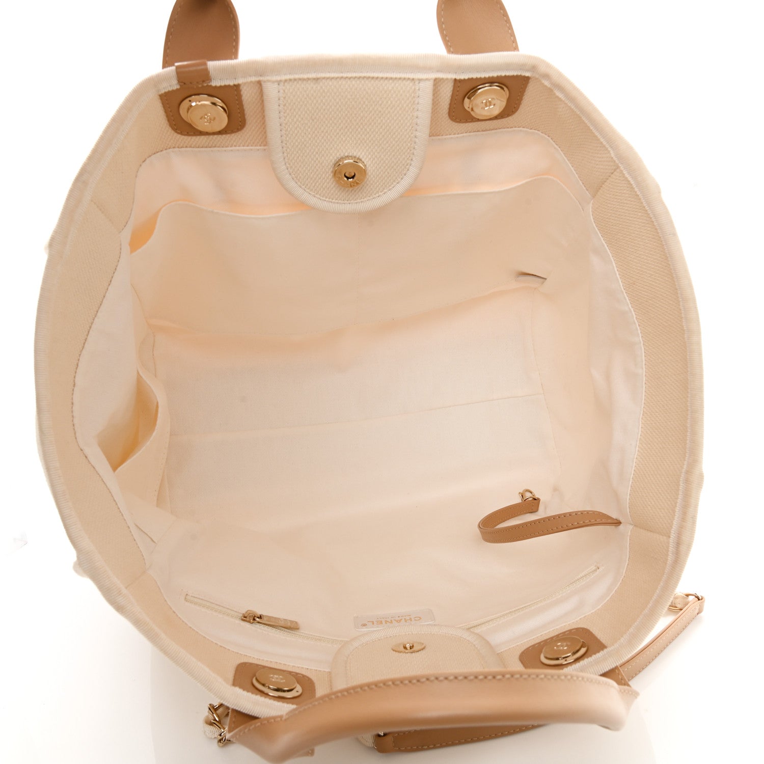 Chanel Canvas Pearl Medium Deauville Tote Ecru Beige 5 of 13